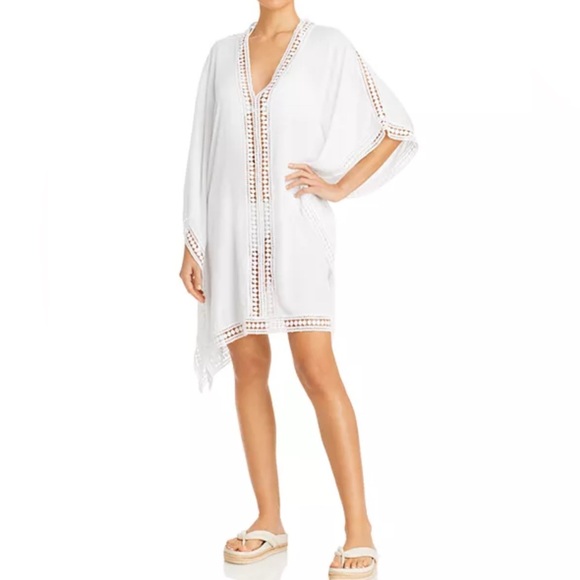Tommy Bahama Other - NEW Tommy Bahama Crochet Lace Trim Oversized Swim Cover-Up Tunic Size S White